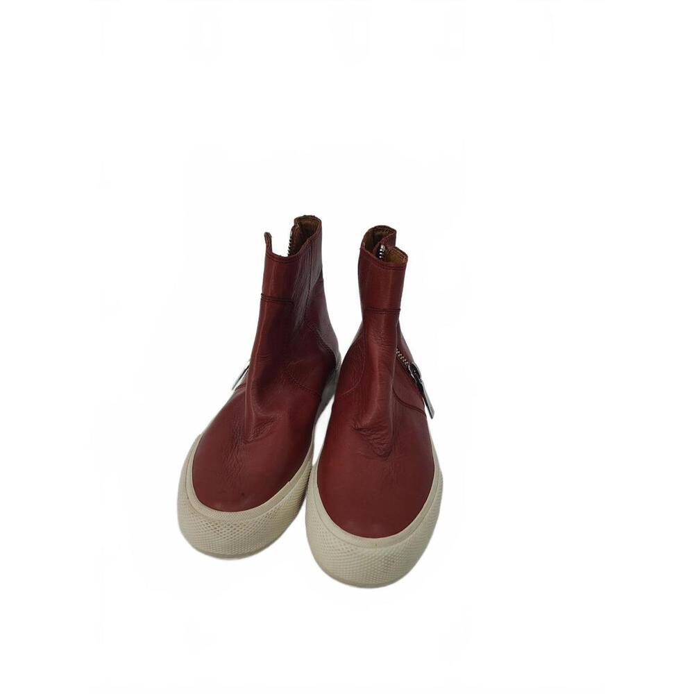 Frye Leather Gia Lug Zip Ankle Booties High Top Sneaker Size 7 Gloria Red Clay - Picture 10 of 13